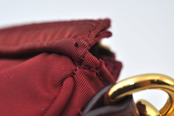 Authentic PRADA Nylon Leather Shoulder Cross Body Bag Red 3215J