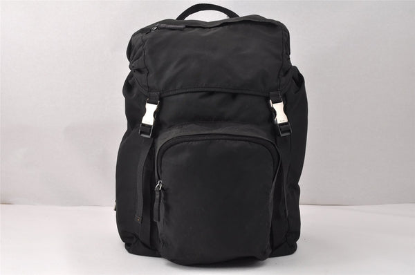 Authentic PRADA Vintage Nylon Tessuto Drawstring Backpack Black Junk 3215K