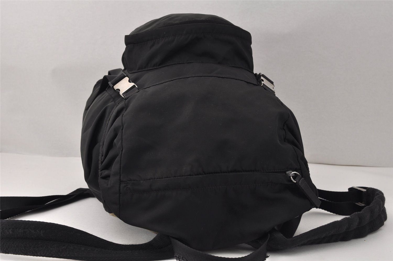 Authentic PRADA Vintage Nylon Tessuto Drawstring Backpack Black Junk 3215K