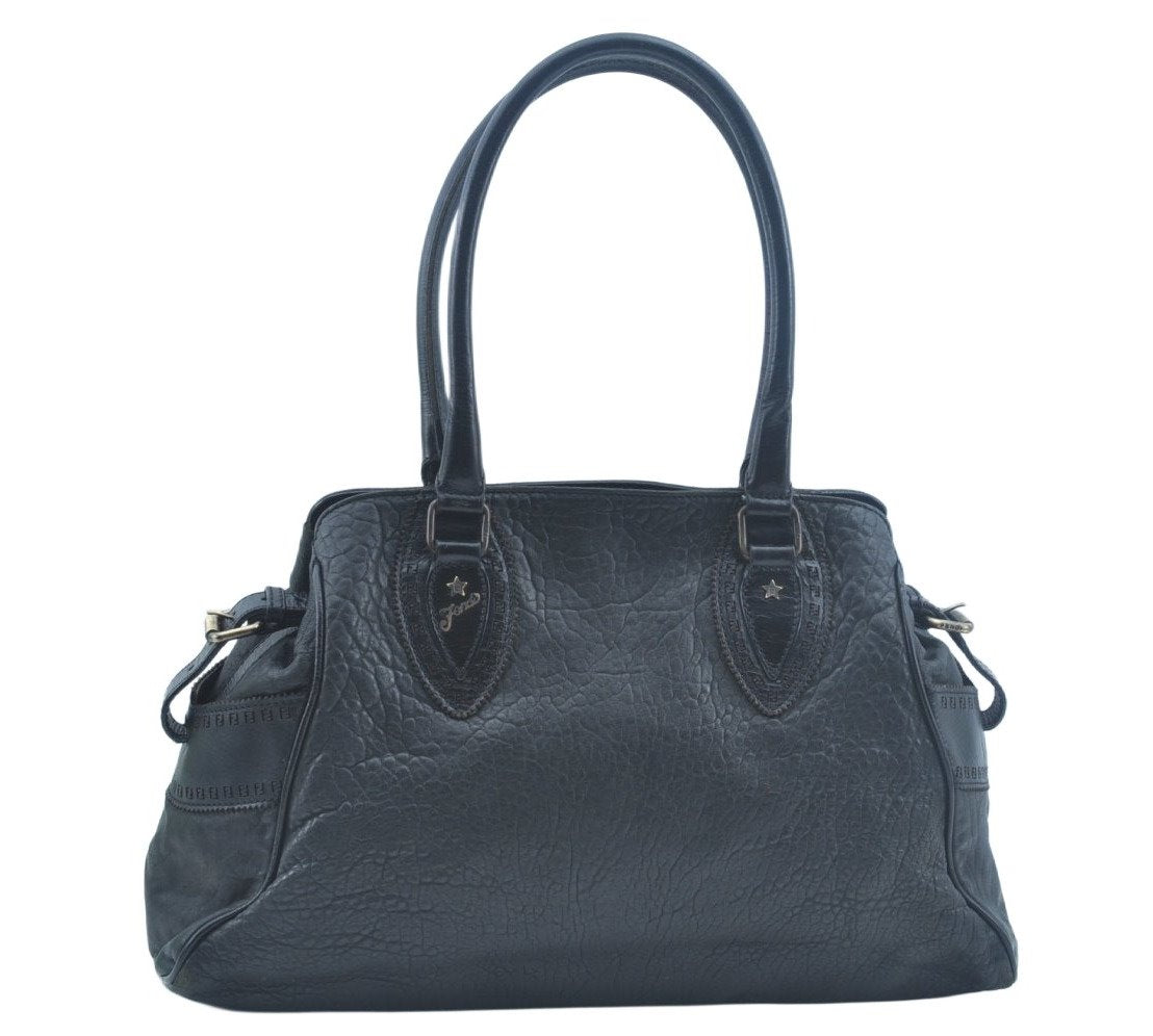 Authentic FENDI Etniko Vintage Shoulder Hand Tote Bag Leather Black 3216I