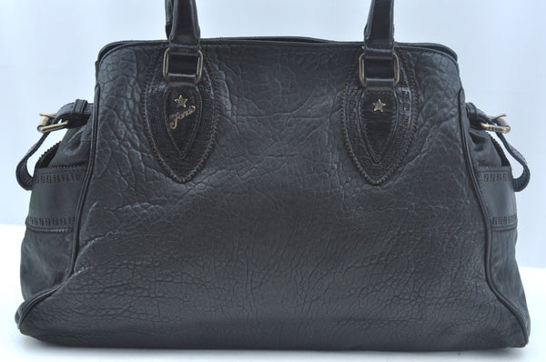 Authentic FENDI Etniko Vintage Shoulder Hand Tote Bag Leather Black 3216I
