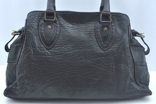 Authentic FENDI Etniko Vintage Shoulder Hand Tote Bag Leather Black 3216I