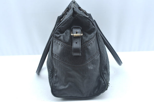 Authentic FENDI Etniko Vintage Shoulder Hand Tote Bag Leather Black 3216I