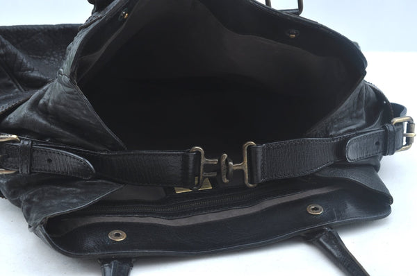 Authentic FENDI Etniko Vintage Shoulder Hand Tote Bag Leather Black 3216I
