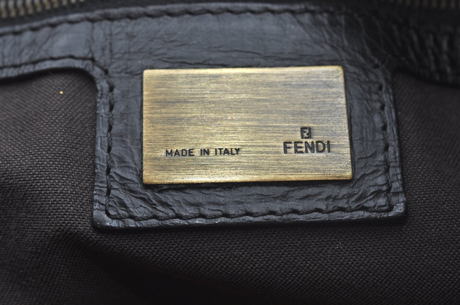Authentic FENDI Etniko Vintage Shoulder Hand Tote Bag Leather Black 3216I
