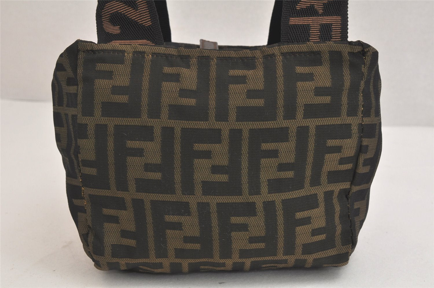 Authentic FENDI Zucca Vintage Hand Bag Purse Nylon Leather Brown Junk 3216K