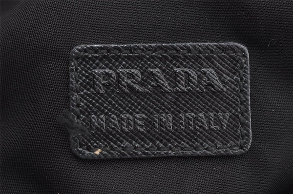 Authentic PRADA Vintage Wool Leather Pouch Purse Gray 3218I