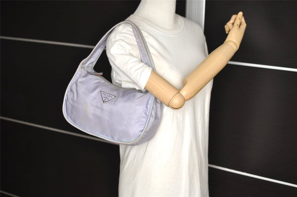 Authentic PRADA TESSUTO EGG Nylon Leather Shoulder Hand Bag BR0744 Purple 3219I