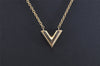 Auth Louis Vuitton Essential V Necklace Pendant Gold Tone M661083 LV 3219K