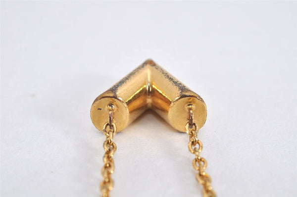 Auth Louis Vuitton Essential V Necklace Pendant Gold Tone M661083 LV 3219K