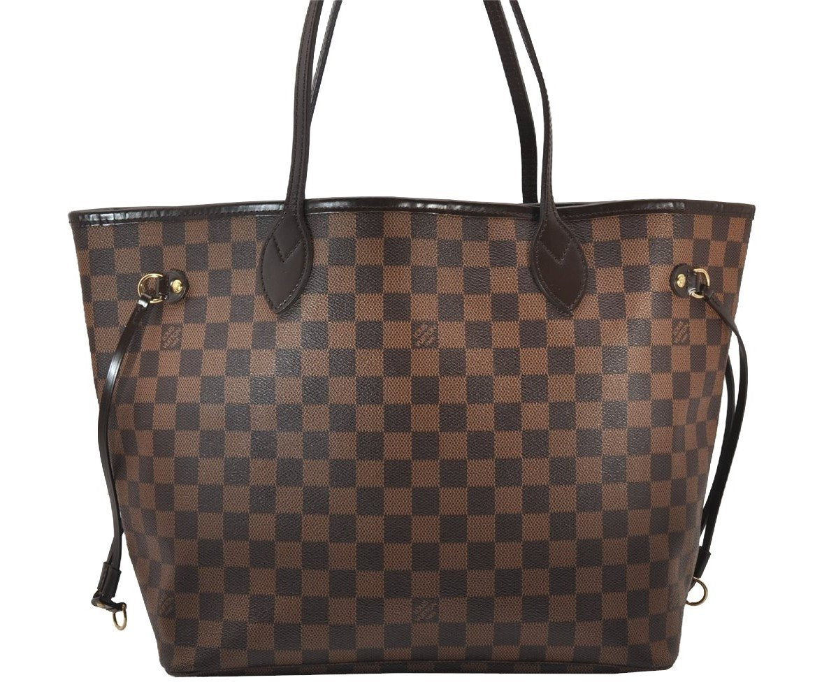 Authentic Louis Vuitton Damier Neverfull MM Shoulder Tote Bag N51105 LV 3220J