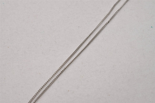 Authentic Christian Dior Chain Imitation Pearl Necklace Silver Plating CD 3221I