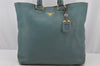 Authentic PRADA Vintage Leather 2Way Shoulder Tote Bag Blue 3221J