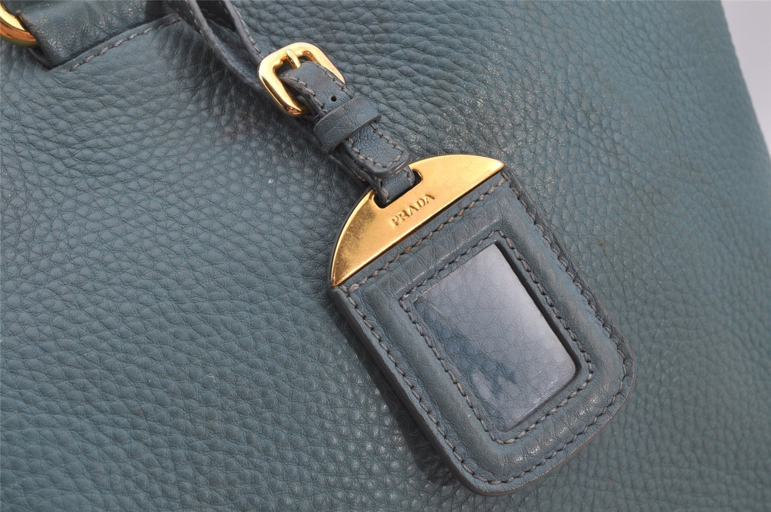 Authentic PRADA Vintage Leather 2Way Shoulder Tote Bag Blue 3221J