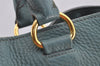 Authentic PRADA Vintage Leather 2Way Shoulder Tote Bag Blue 3221J