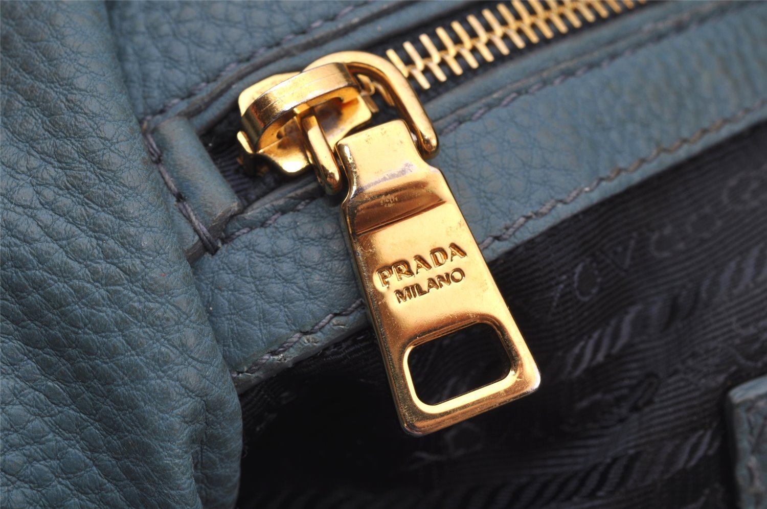 Authentic PRADA Vintage Leather 2Way Shoulder Tote Bag Blue 3221J