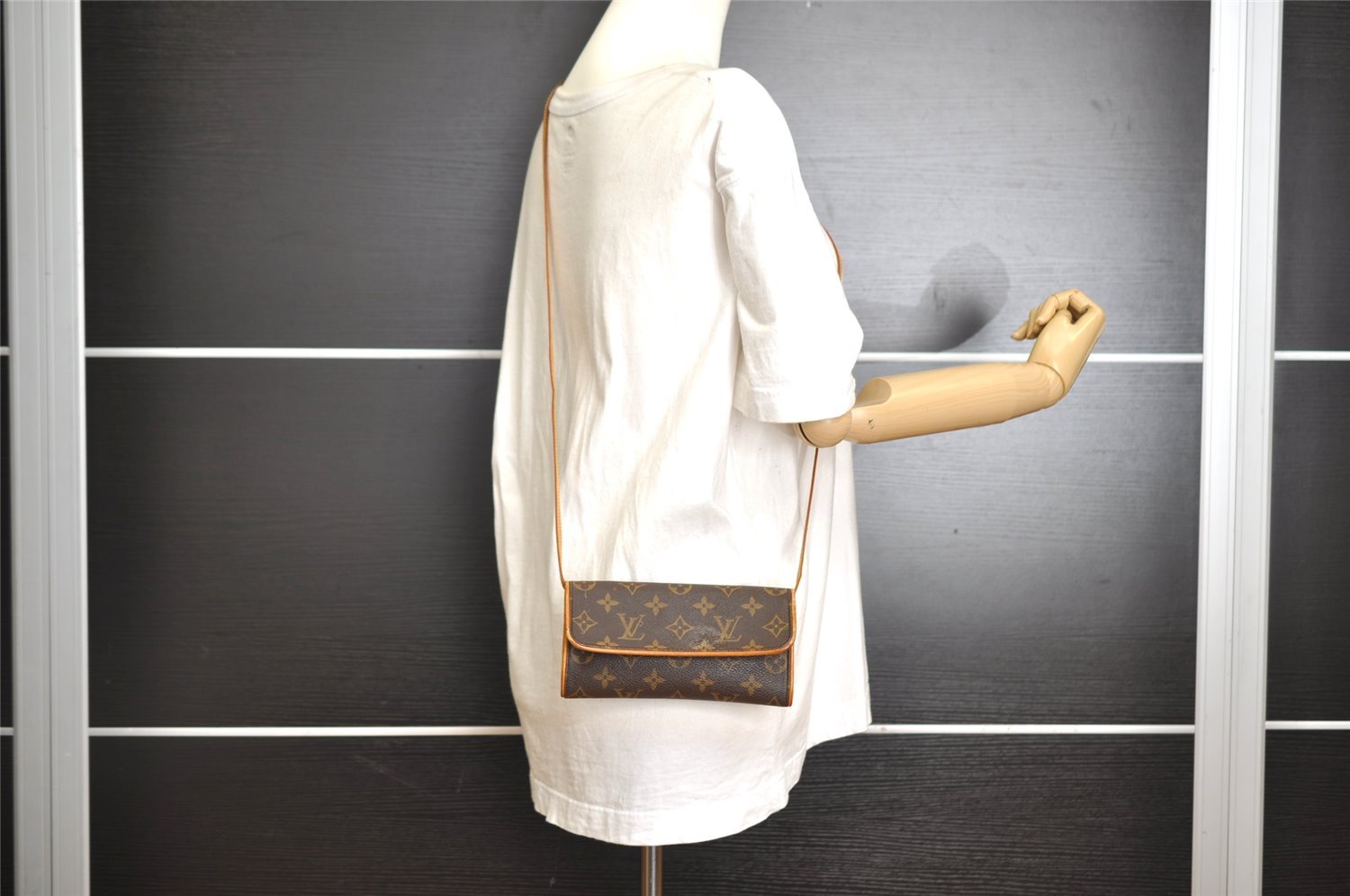 Authentic Louis Vuitton Monogram Pochette Twin PM Shoulder Bag M51854 LV 3222I