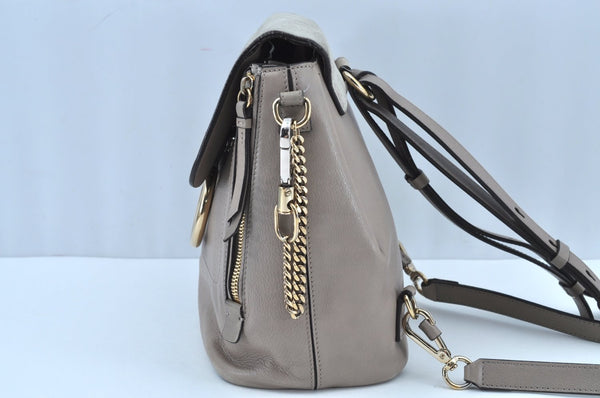 Authentic Chloe Faye Small 2Way Shoulder Backpack Leather Suede Beige 3223I
