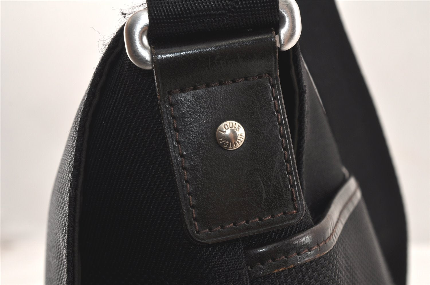 Authentic Louis Vuitton Damier Geant Loup Shoulder Cross Bag M93079 Black 3223K