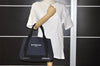 Authentic BALENCIAGA Navy Caba S Hand Bag Canvas Leather 339933 Navy Blue 3224I