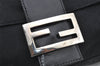 Authentic FENDI Mamma Baguette Shoulder Hand Bag Jersey Leather Black Junk 3225J