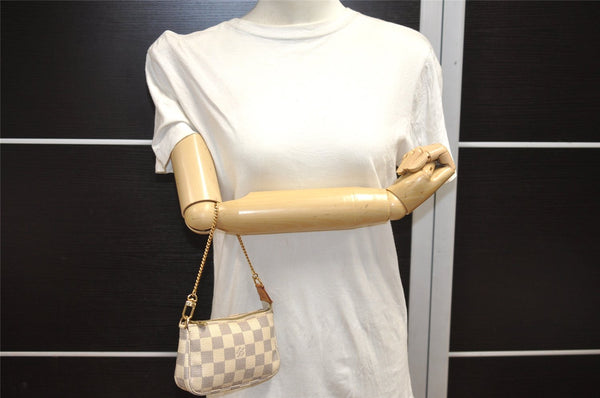 Authentic Louis Vuitton Damier Azur Mini Pochette Accessoires N58010 Pouch 3227I