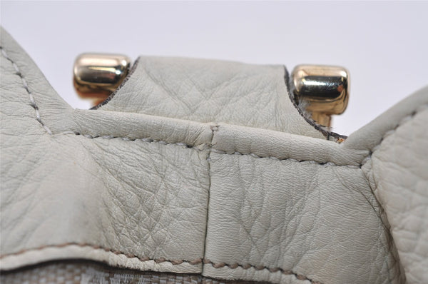 Authentic GUCCI Bamboo 2Way Shoulder Cross Body Bag Leather 282315 White 3228I