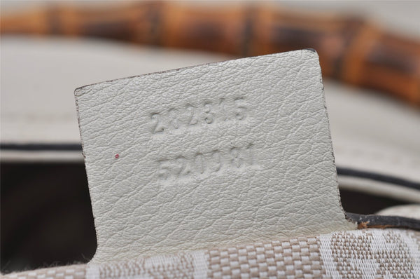 Authentic GUCCI Bamboo 2Way Shoulder Cross Body Bag Leather 282315 White 3228I