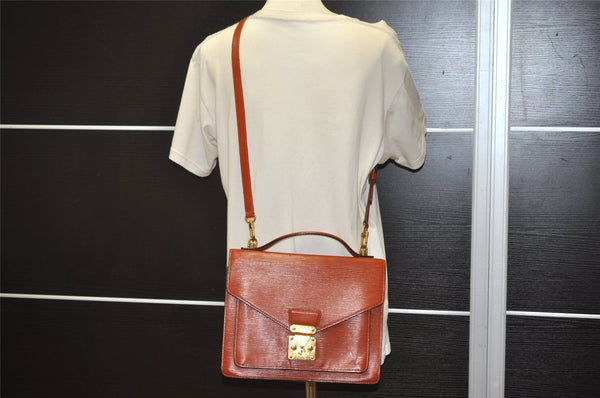 Authentic Louis Vuitton Epi Monceau 2Way Shoulder Hand Bag Brown M52123 LV 3229J