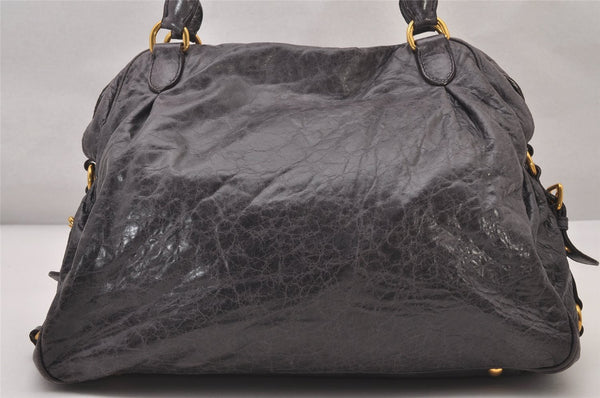 Authentic MIU MIU Vintage Leather 2Way Shoulder Hand Tote Bag Purple 3231I