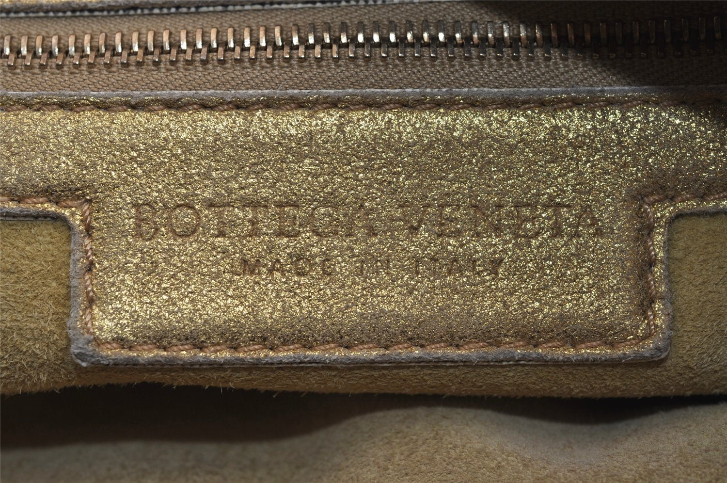 Authentic BOTTEGA VENETA Intrecciato Leather Shoulder Hand Bag Purse Gold 3232J