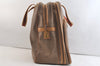 Authentic GUCCI Web Sherry Line Micro GG 2Way Boson Bag PVC Leather Brown 3232K