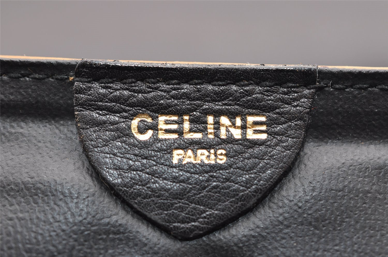 Authentic CELINE Horse Carriage Clutch Hand Bag Purse Leather Black 3233I