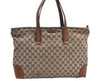 Authentic GUCCI Web Sherry Line Tote Bag GG Canvas Leather 308928 Brown 3234G