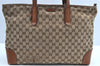 Authentic GUCCI Web Sherry Line Tote Bag GG Canvas Leather 308928 Brown 3234G