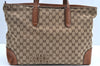 Authentic GUCCI Web Sherry Line Tote Bag GG Canvas Leather 308928 Brown 3234G