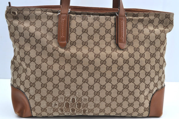 Authentic GUCCI Web Sherry Line Tote Bag GG Canvas Leather 308928 Brown 3234G