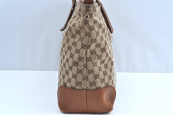Authentic GUCCI Web Sherry Line Tote Bag GG Canvas Leather 308928 Brown 3234G