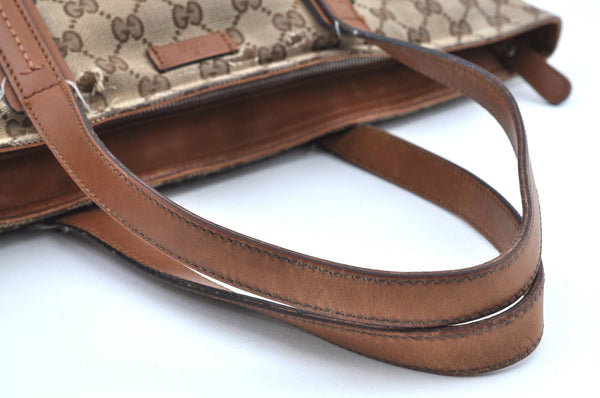 Authentic GUCCI Web Sherry Line Tote Bag GG Canvas Leather 308928 Brown 3234G
