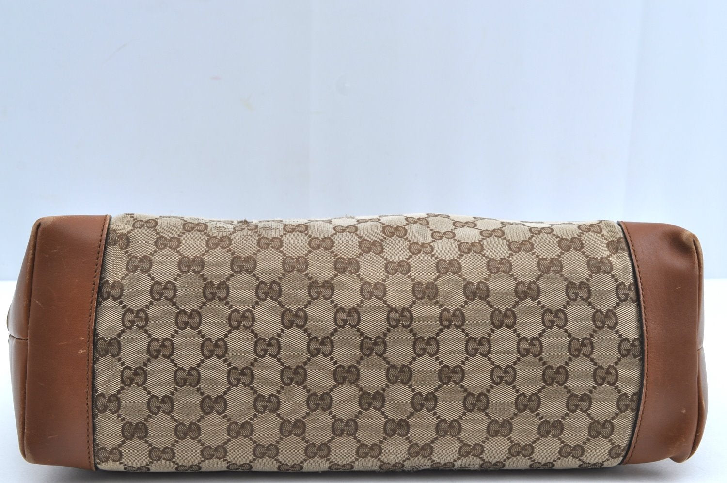 Authentic GUCCI Web Sherry Line Tote Bag GG Canvas Leather 308928 Brown 3234G