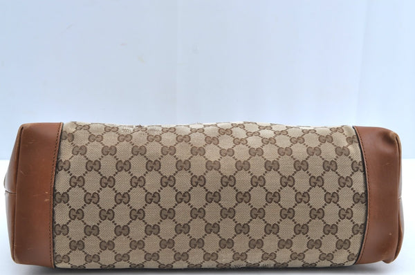 Authentic GUCCI Web Sherry Line Tote Bag GG Canvas Leather 308928 Brown 3234G