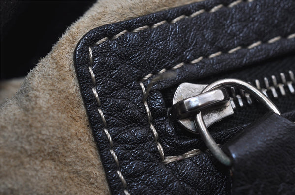 Authentic FENDI Selleria Vintage Shoulder Hand Bag Leather Black 3234I