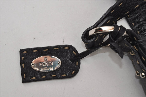 Authentic FENDI Selleria Vintage Shoulder Hand Bag Leather Black 3234I