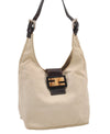 Authentic FENDI Vintage Shoulder Hand Bag Purse Canvas Leather Beige 3236J