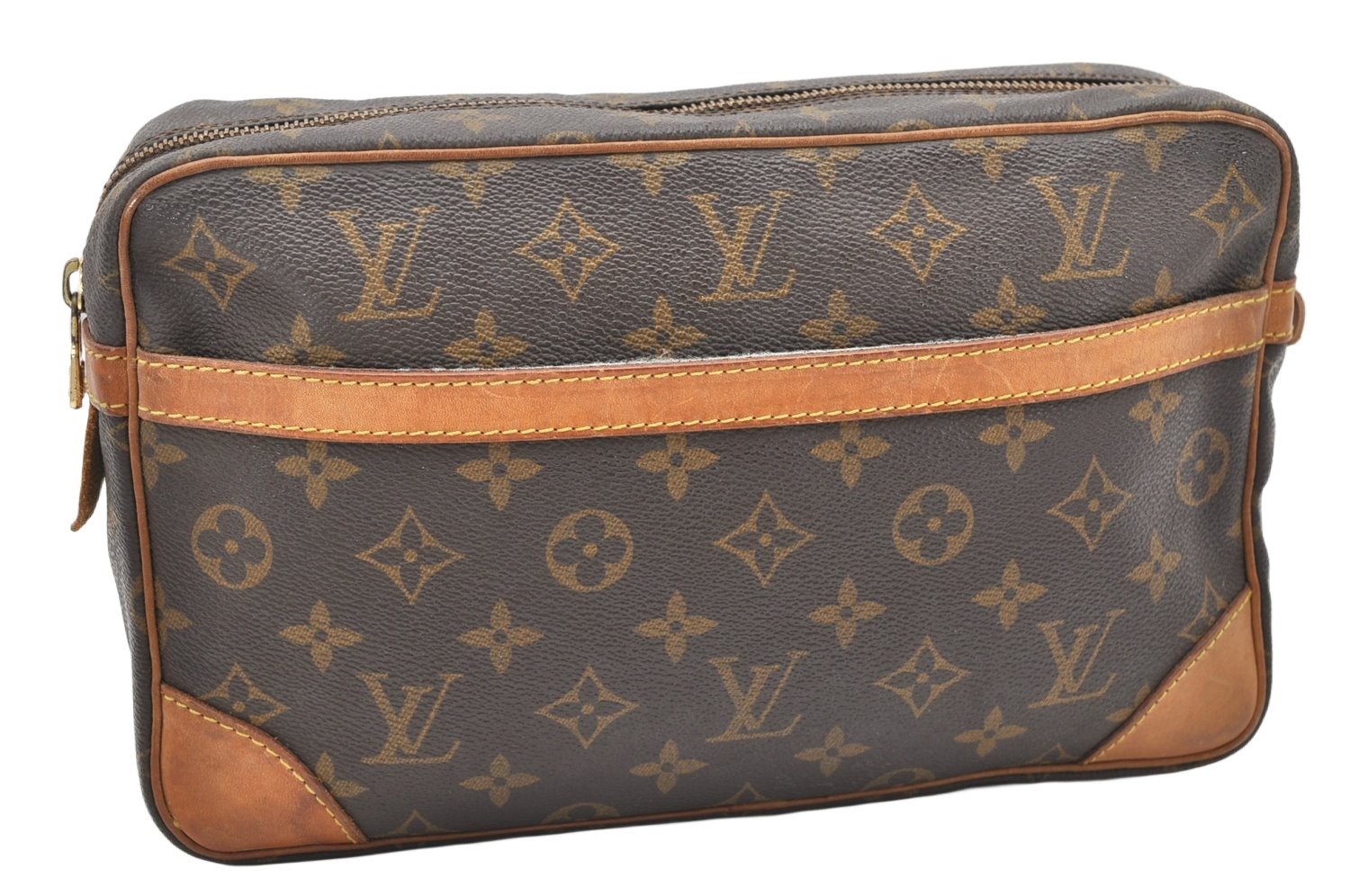 Authentic Louis Vuitton Monogram Compiegne 28 Clutch Hand Bag M51845 LV 3236K