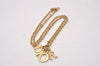 Authentic Christian Dior Gold Tone Chain Pendant Necklace CD 3238I