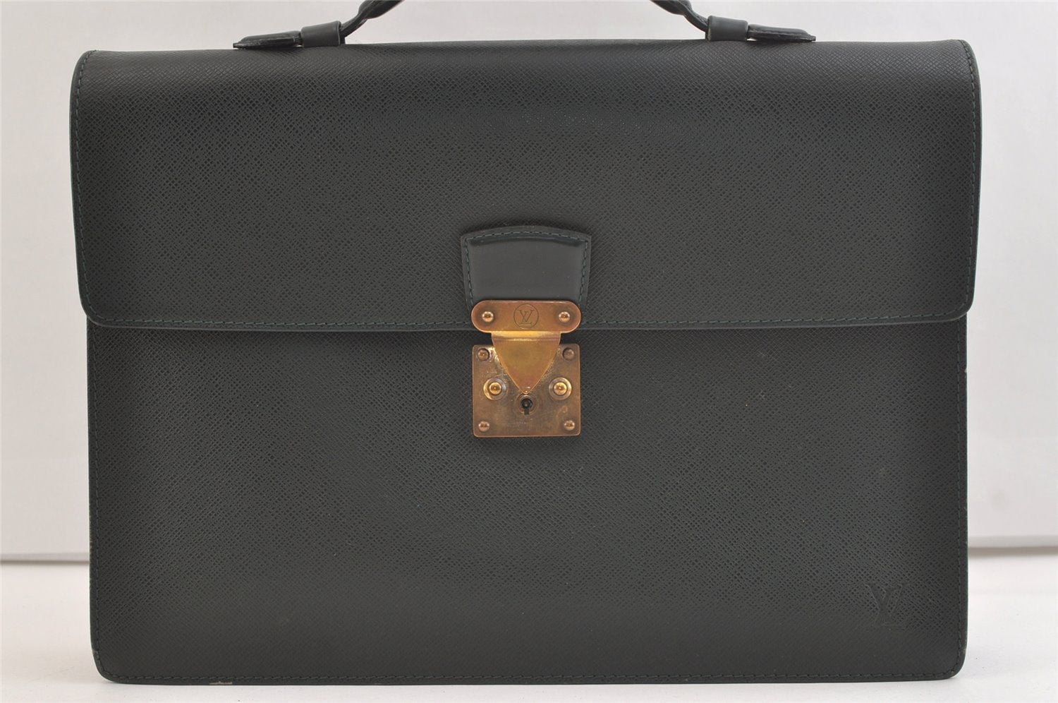 Authentic Louis Vuitton Taiga Serviette Kourad Briefcase Green M30074 LV 3239K