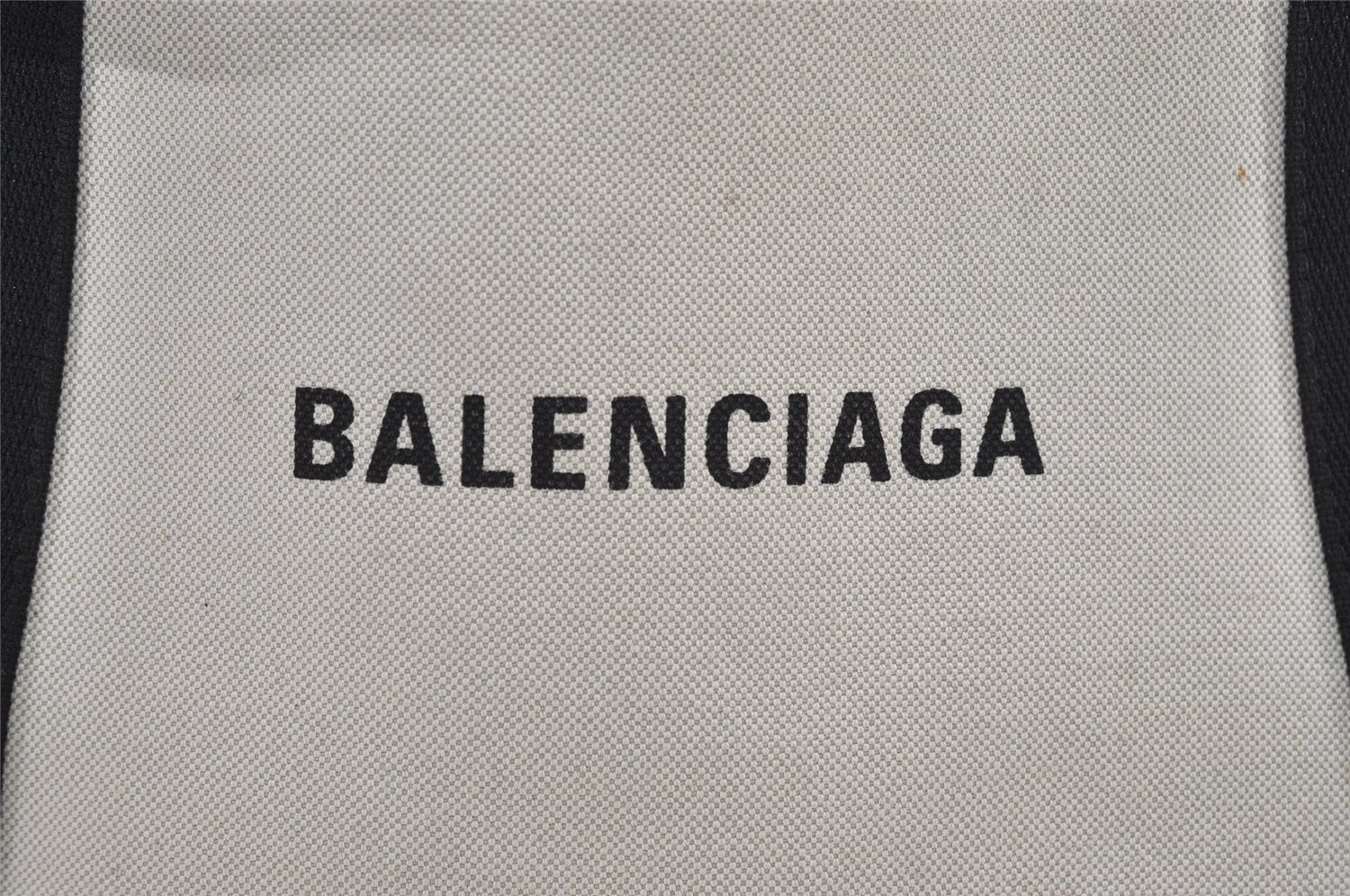 Authentic BALENCIAGA Navy Caba S Hand Tote Bag Canvas Leather 339933 White 3240J