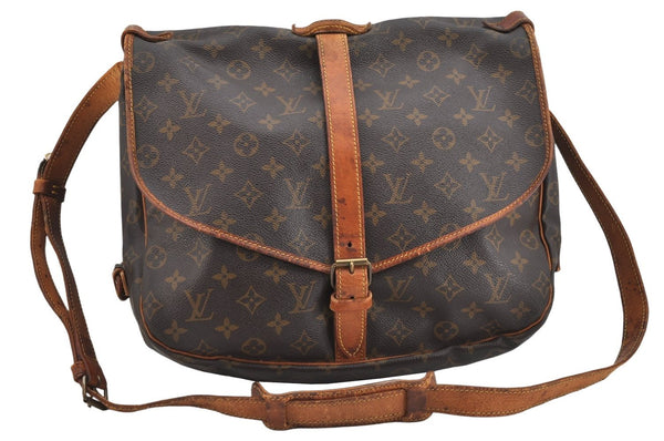 Authentic Louis Vuitton Monogram Saumur 35 Shoulder Cross Bag M42254 Junk 3242K