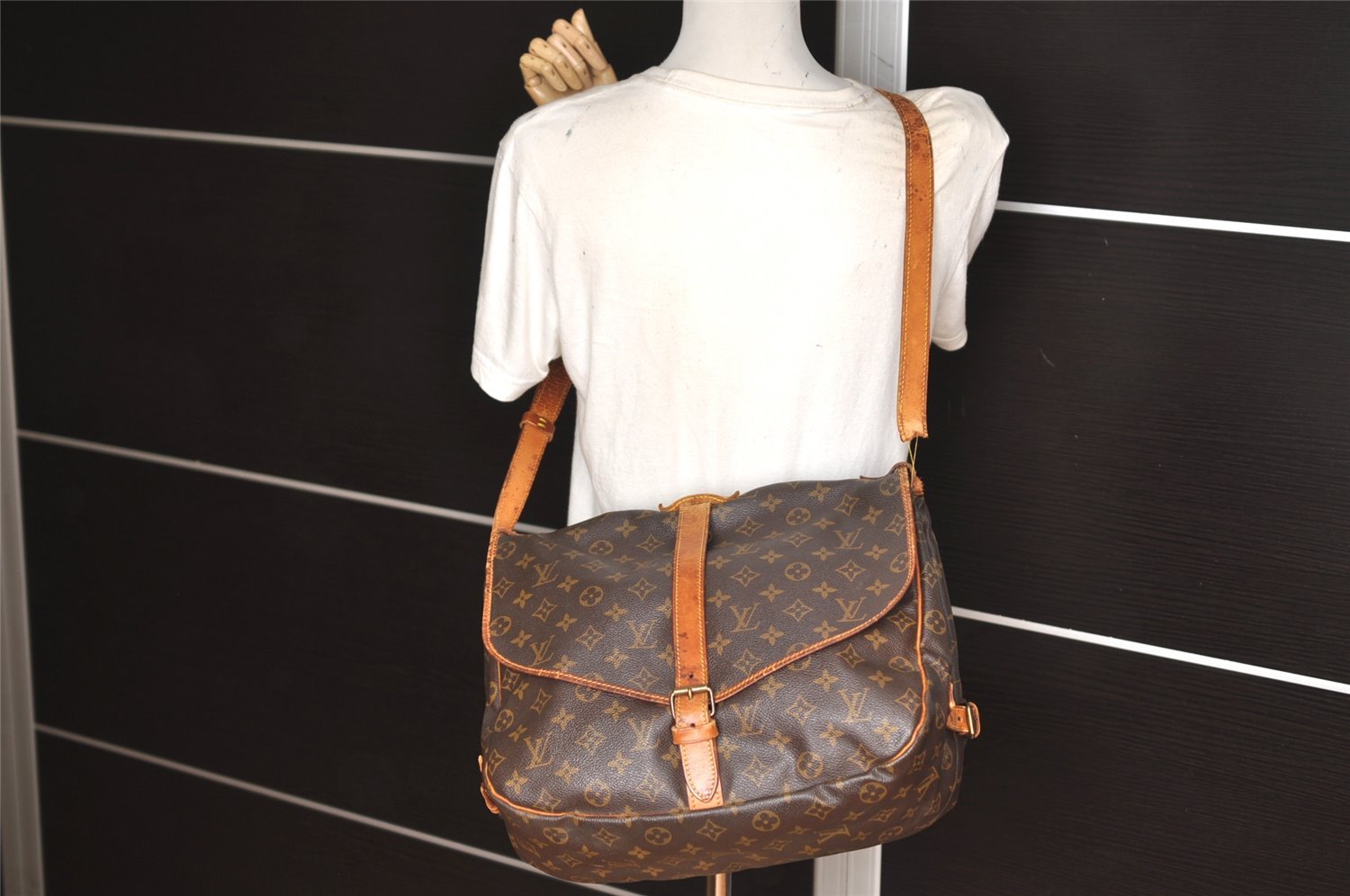 Authentic Louis Vuitton Monogram Saumur 35 Shoulder Cross Bag M42254 Junk 3242K